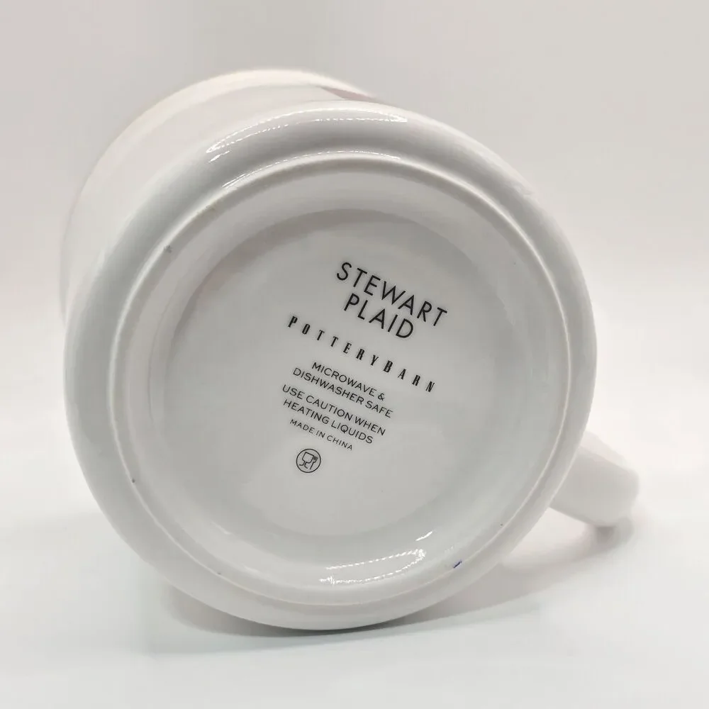 POTTERY BARN STEWART PLAID (D) INITIAL COFFEE MUG